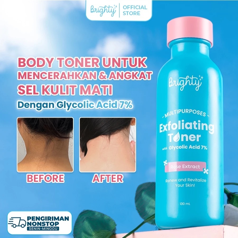 Brighty Multipurpose Exfoliating Toner Pemutih badan pencerah badan pencerah ketiak pemutih leher pe