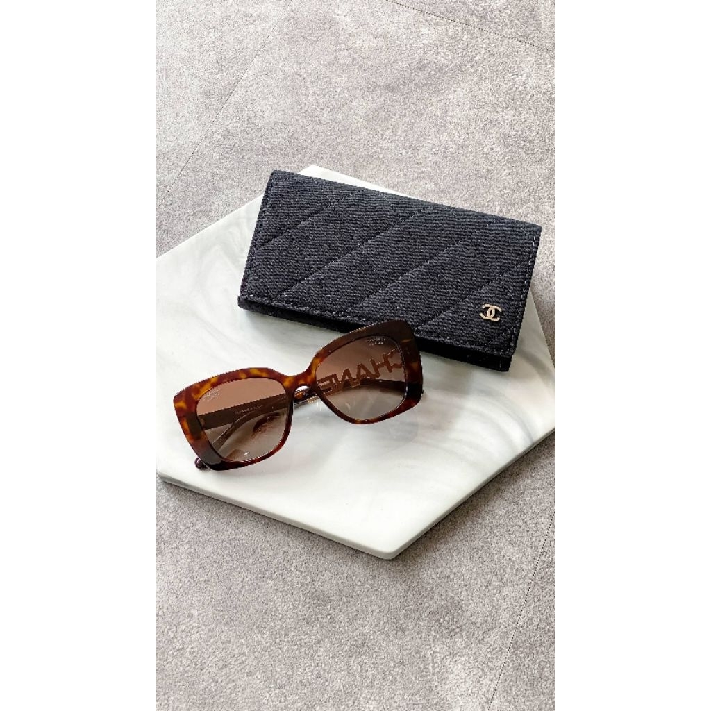 Chanel Rhinestone Logo  Sunglasses Havana Brown GHW