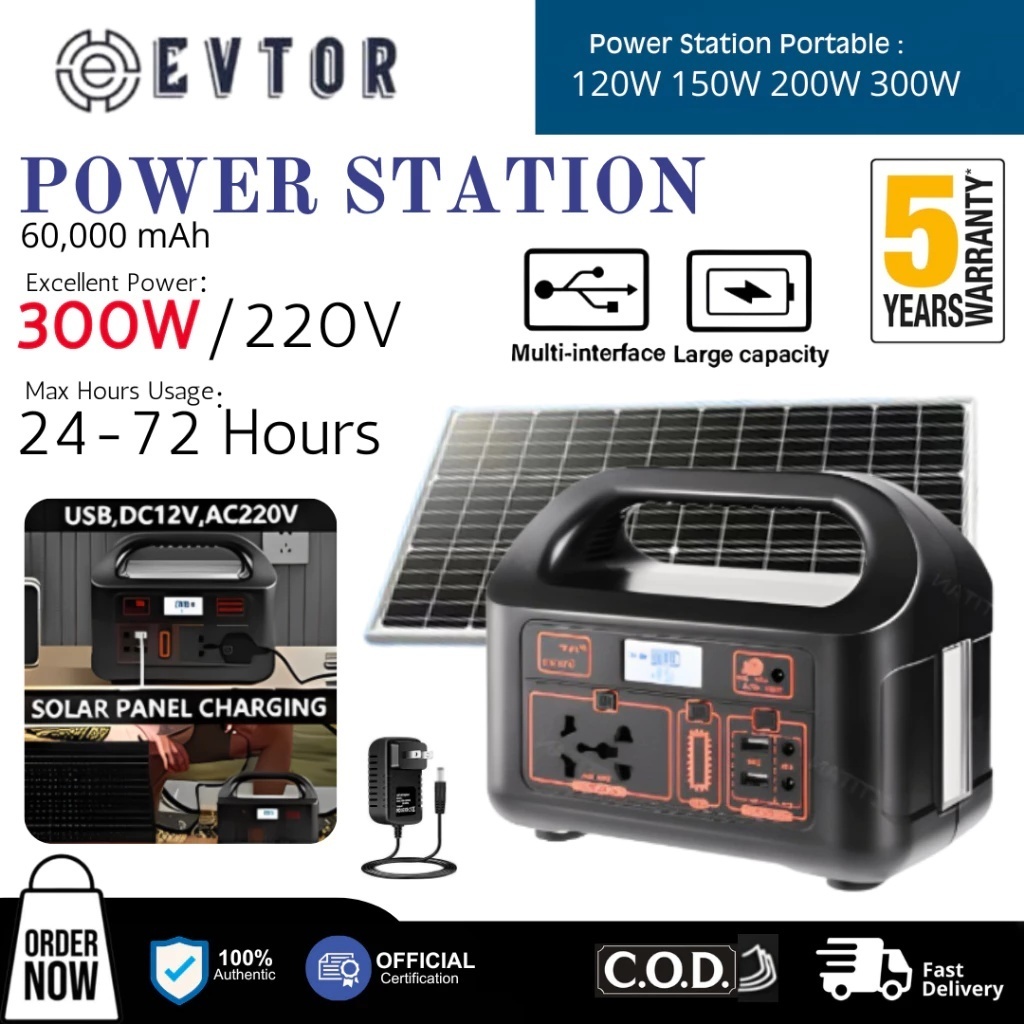 Power Station Tenaga Surya 100W Portable – Generator Listrik Rechargeable untuk Rumah, Camping & Dar