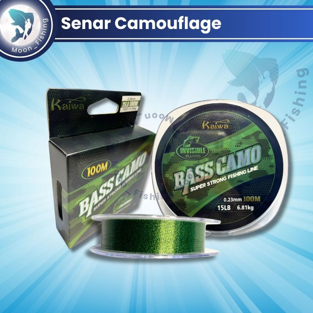 Senar Pancing BASS CAMO FLUROCARBON 100M Kamuflase Warna Hijau Tua