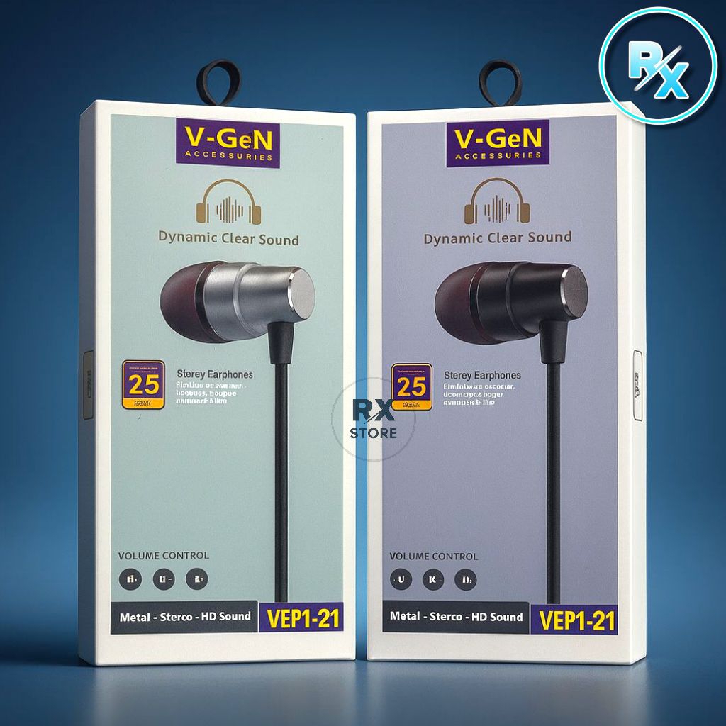 Handsfree Headset V-GEN VEP1-21 Extra Bass Earphone Stereo Universal With Mic Original
