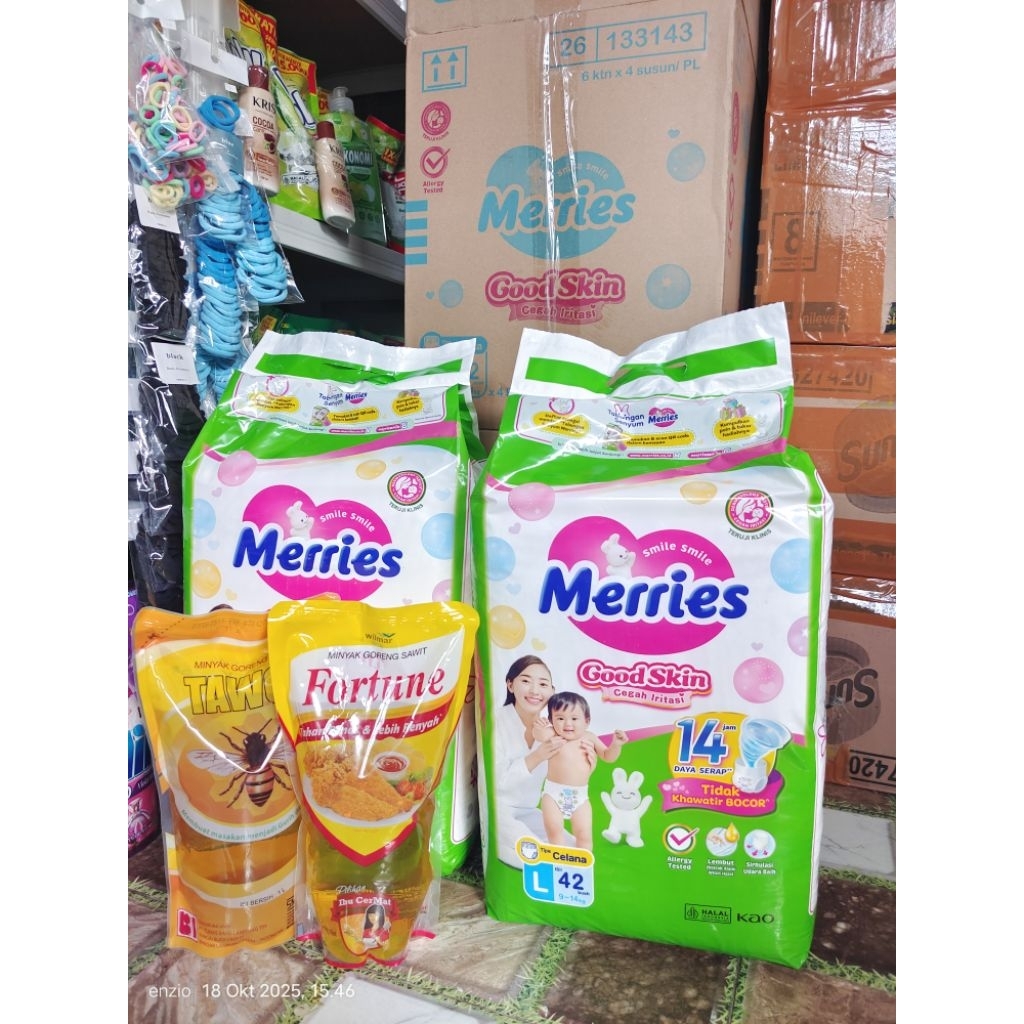 merries L42 4ball / 1 karton  gratis minyak goreng 1L
