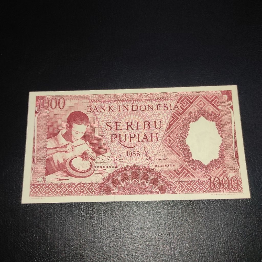 Uang 1000 Pekerja Cokelat 1958 UNC Replacement