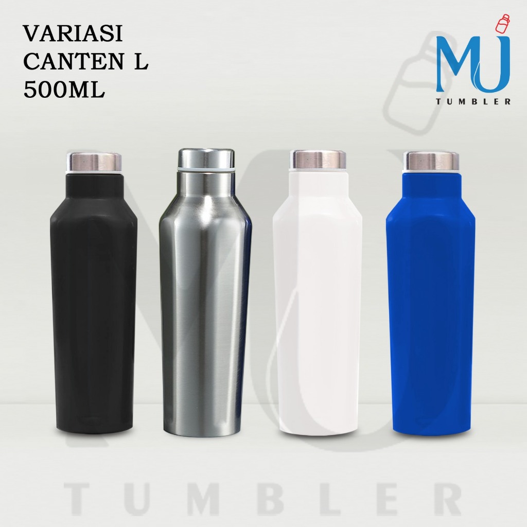 Custom Grafir Tumbler Termos Canten L Premium Stainless Steel 4 Sisi Datar 500ml corkcicle - MJ TUMB