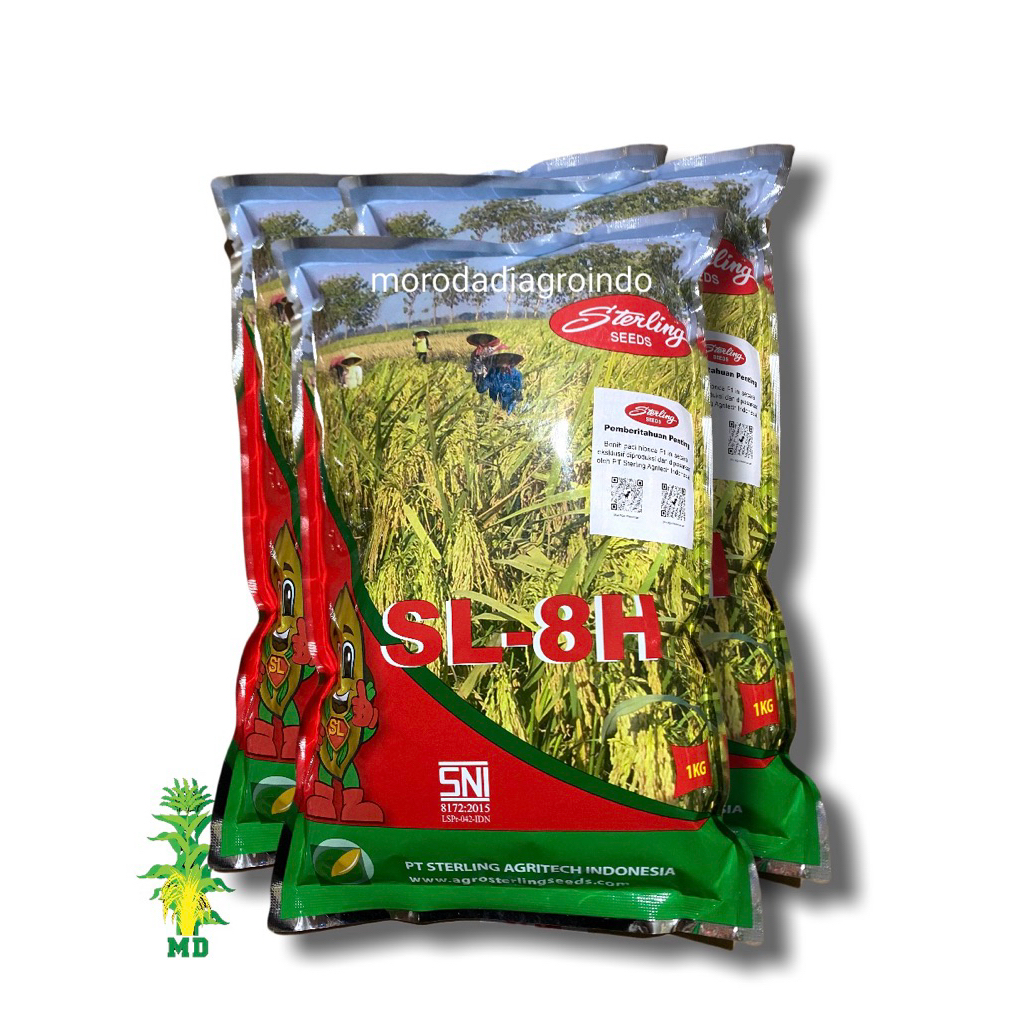 Benih padi hibrida SL8 SHS nasi pulen, kemasan 1kg. by Sterling seed