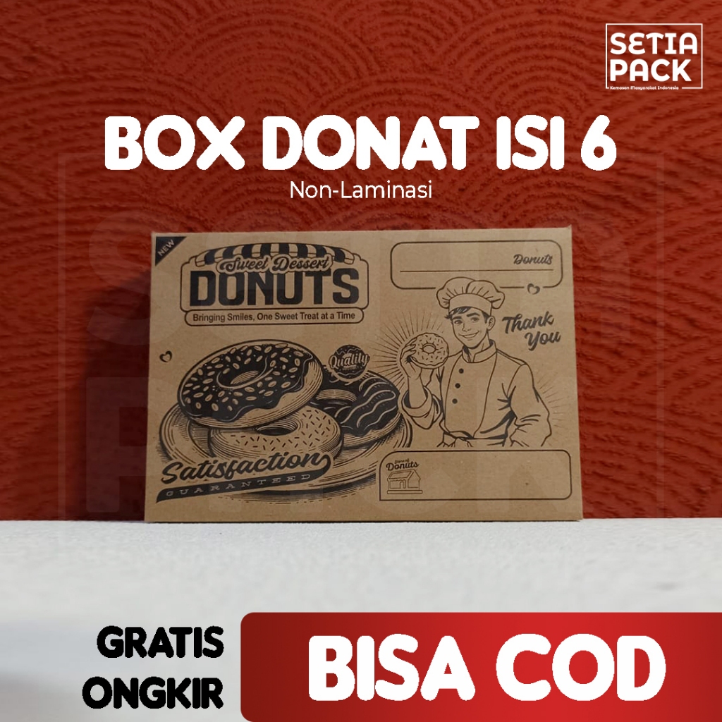 Box Dus Donat 6 Tempat Kue Wadah Makanan Kertas Motif