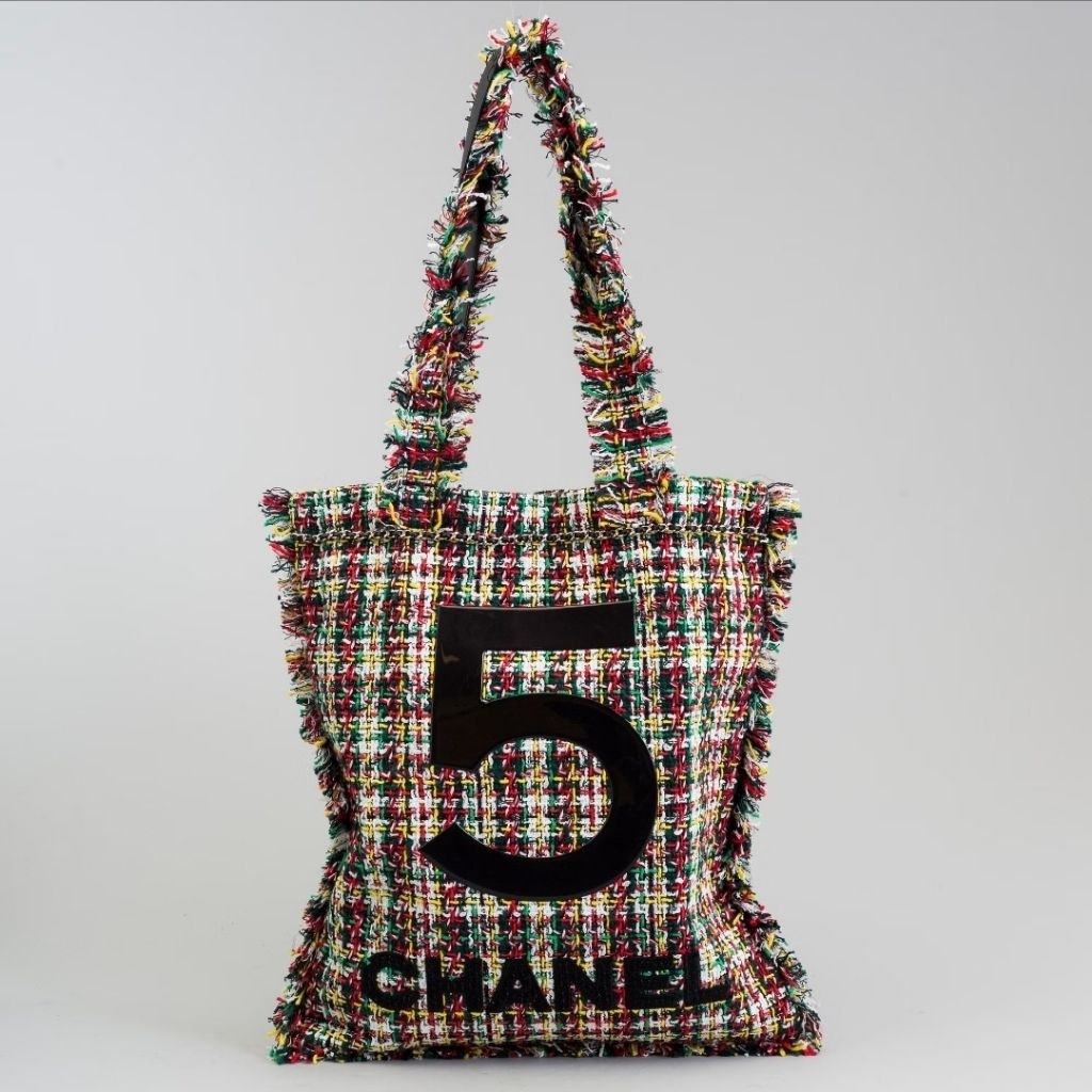 Chanel 5 Tweed Bag Preloved - Totebag Chanel Preloved