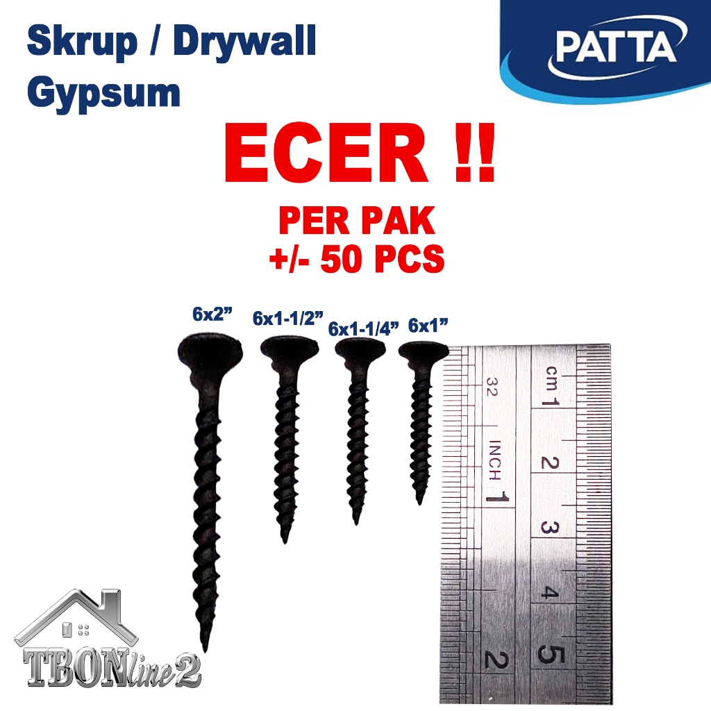 SEKRUP SKRUP GYPSUM 6x1" 6x1-1/4" 6x1-1/2" 6x2 PTA / PATTA ECER
