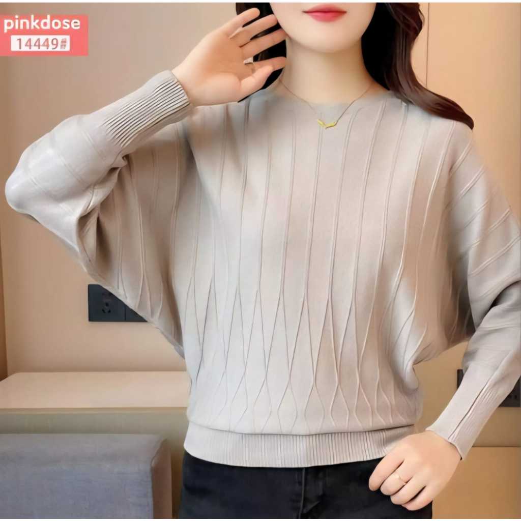 PINKDOSE - CASSANDRA Atasan Batwing Rajut Premium - Atasan Rajut Melar