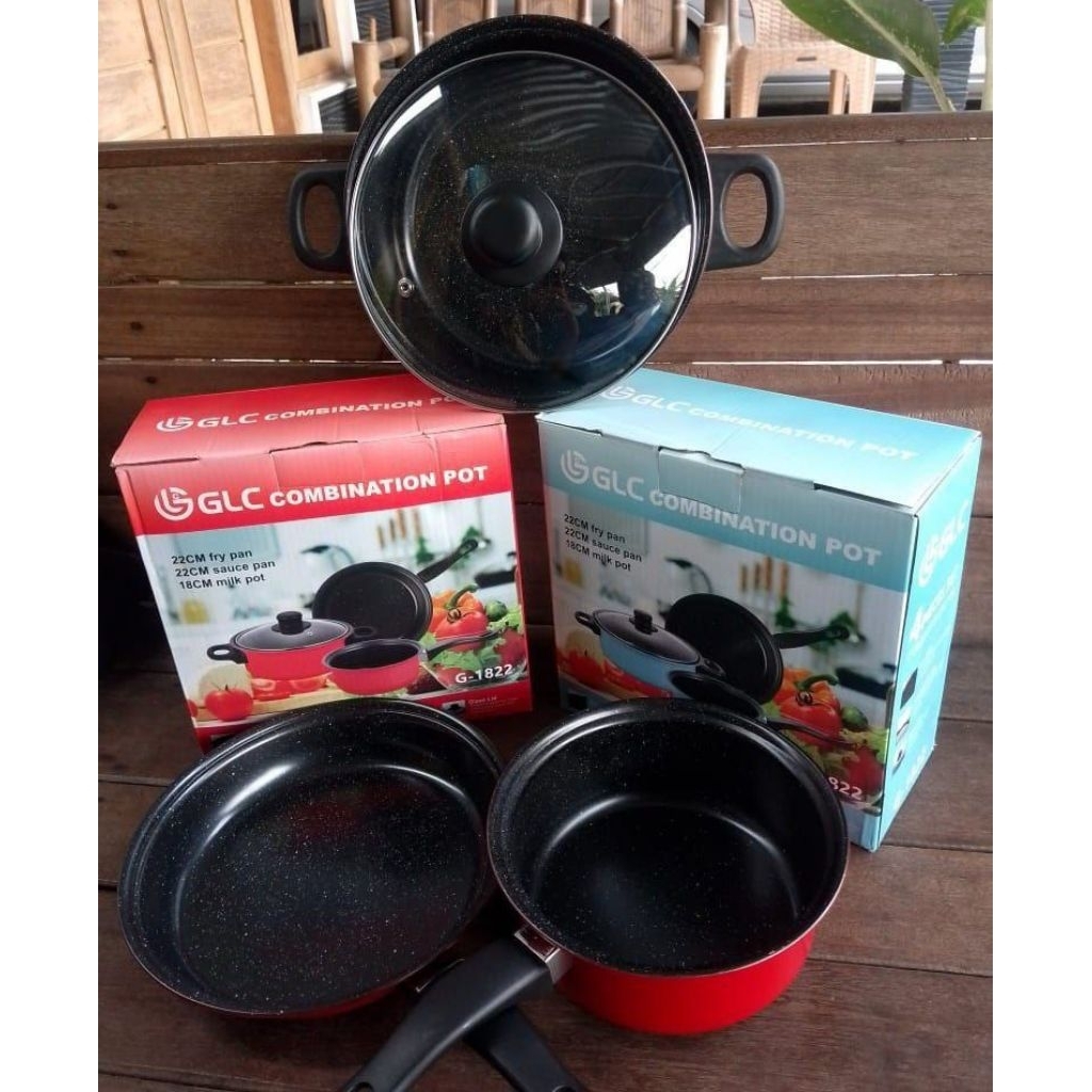 Panci Teflon Set glc PANCI SET ISI 3 MERK GLC