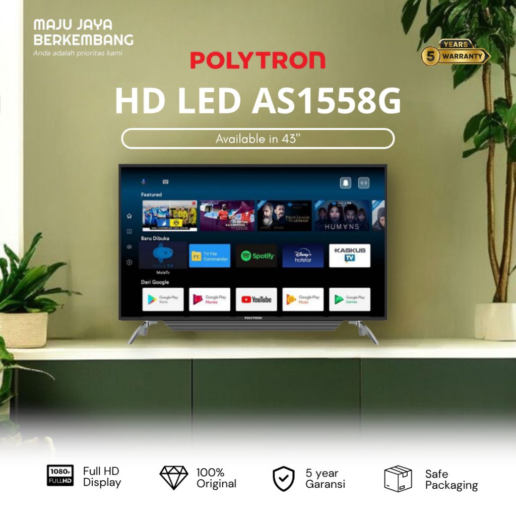 POLYTRON ANDROID TV PLD43AS1558G / PLD 43AS1558 43 inch as1558g