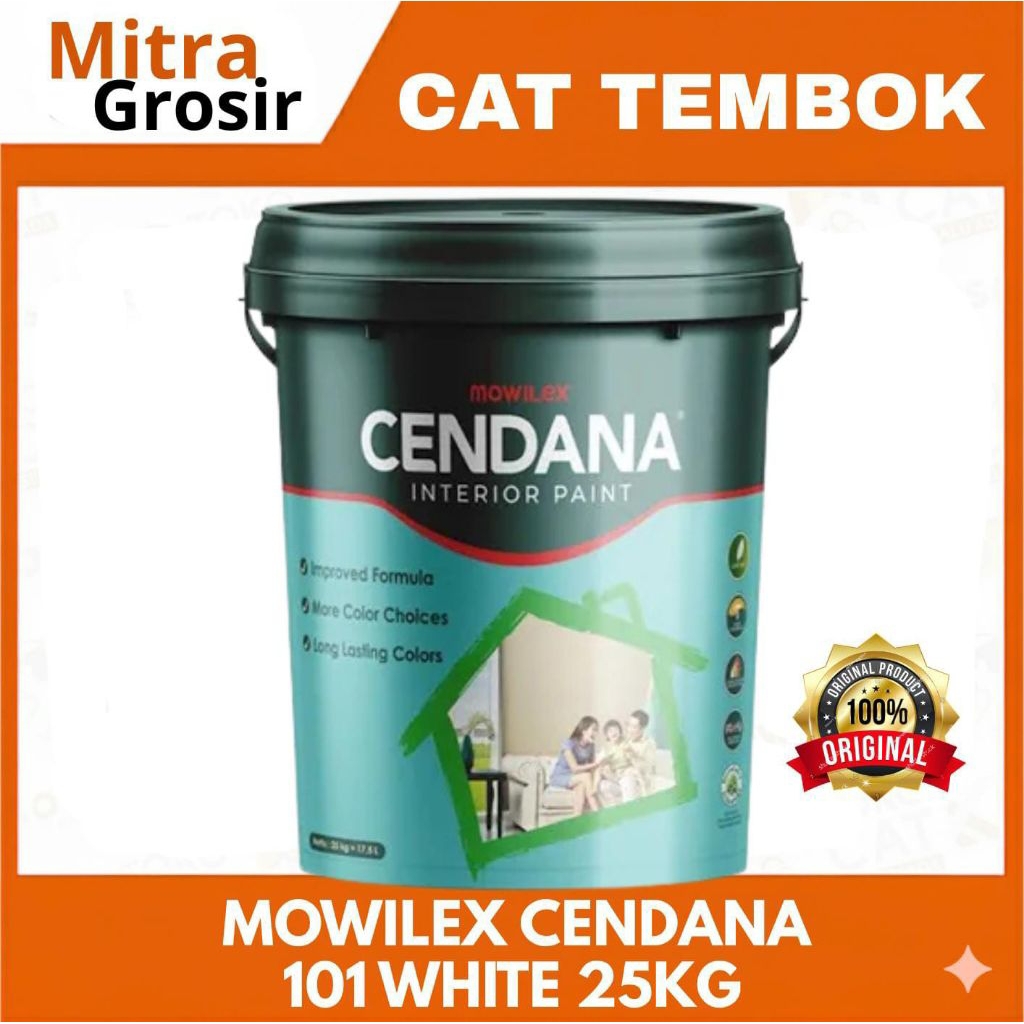 CAT TEMBOK CENDANA WHITE 101 25KG | CAT TEMBOK MOWILEX CENDANA | UKURAN PAIL