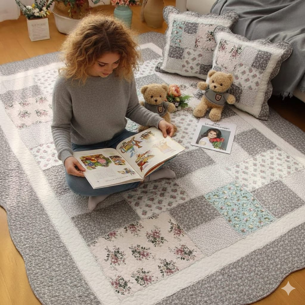 Karpet Alas Meja Sofa Bed Cover Quilted Printed Patchwork Pattern Shabbychic Korean style