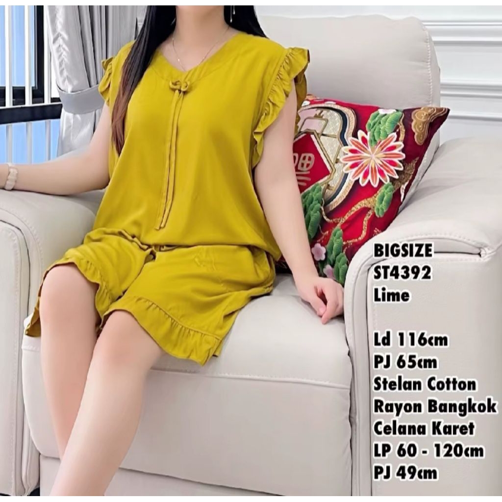 Setelan Wanita Jumbo One Set Polos Baju Dan Celana Bangkok Import Realpict