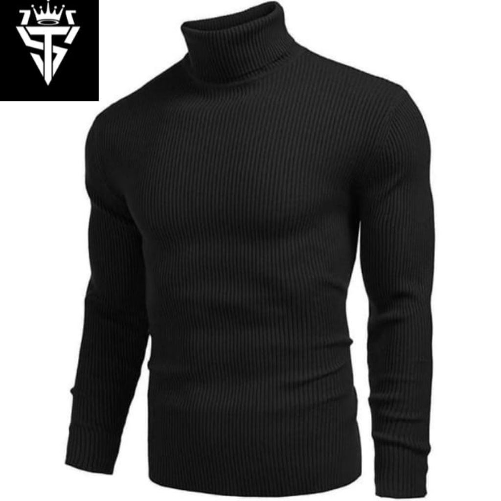 Kaos Rajut Pria Kerah Lehar Panjang/Sweater Pria lengan panjang Cardigan