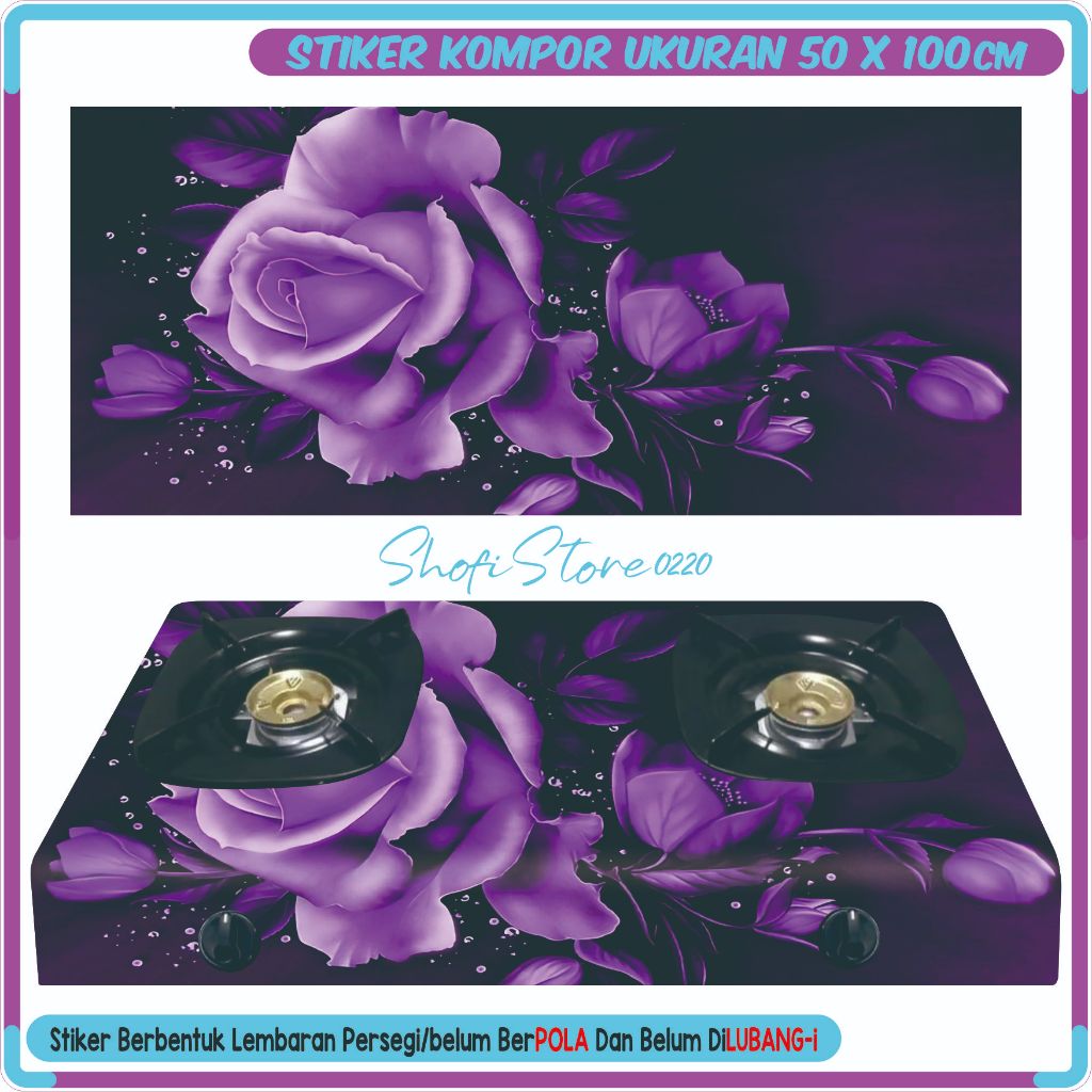 Sticker Kompor 2 Tungku Waterproof  Bunga Mawar / Sticker Kompor Gas 2 Tungku