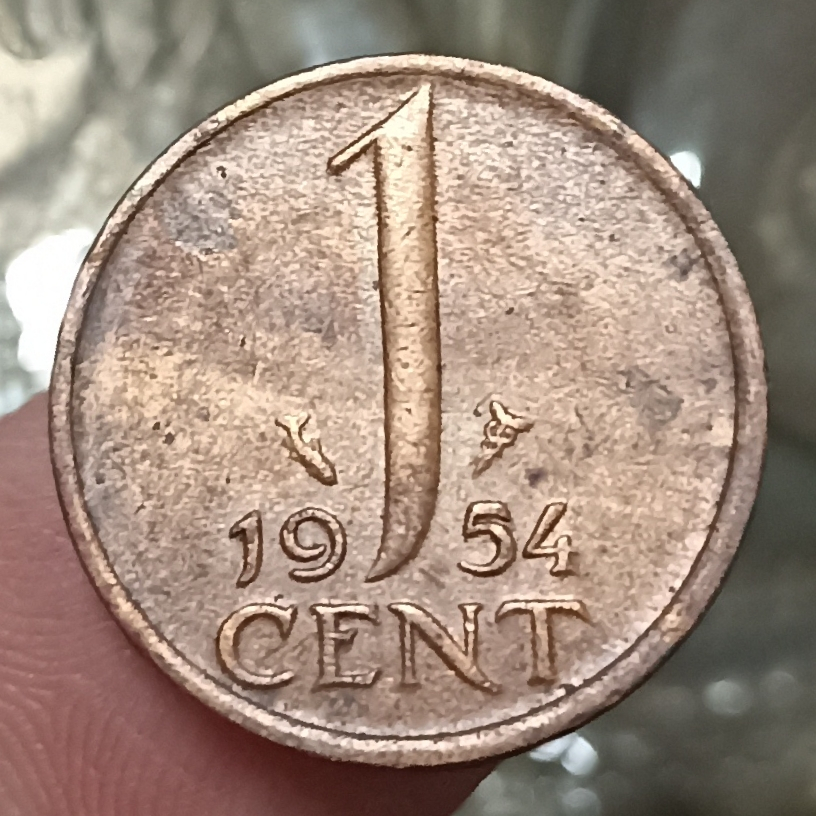 Koin Kuno Belanda 1 Cent - Juliana Tahun 1954