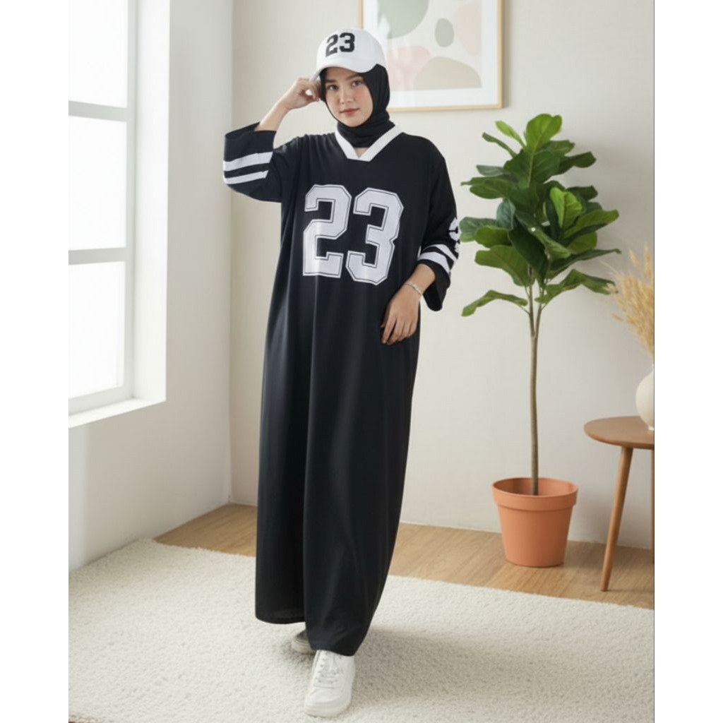 gamis dyeza sporty bahan knit gamis oversize casual kekinian