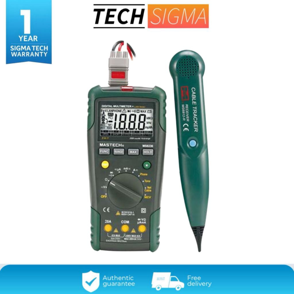 Multimeter MASTECH MS8236 with Cable LAN Tracker Wire Digital Network