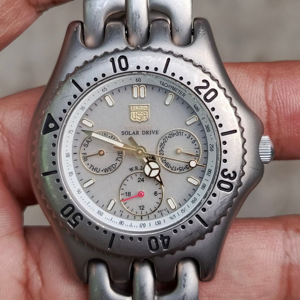 Jam Tangan Elgin USA Titanium Solar Drive 200 M