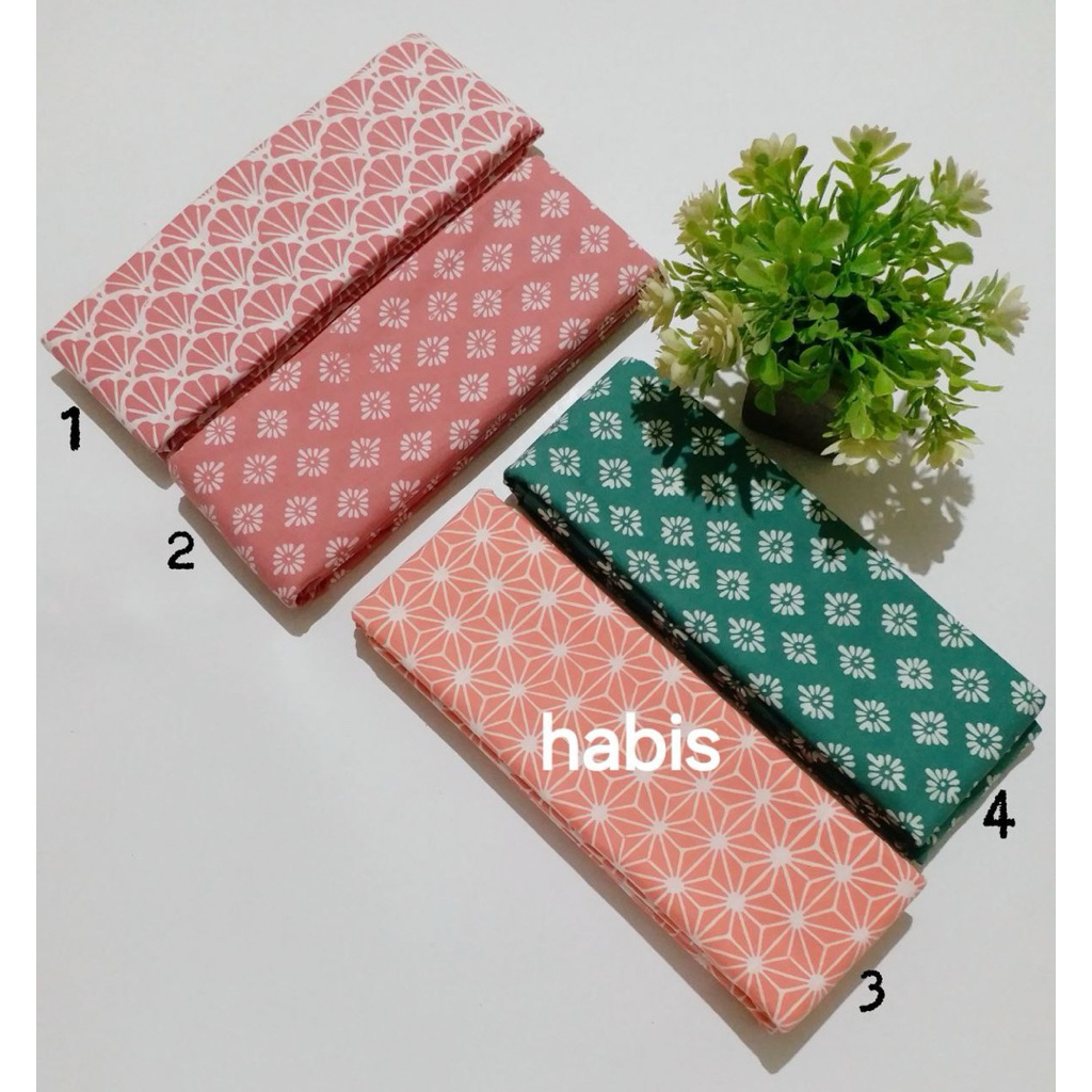 Kain Batik Cap Garutan  Warna Pastel Orange Kain Batik Meteran Seragaman - Kain Batik Bahan Katun