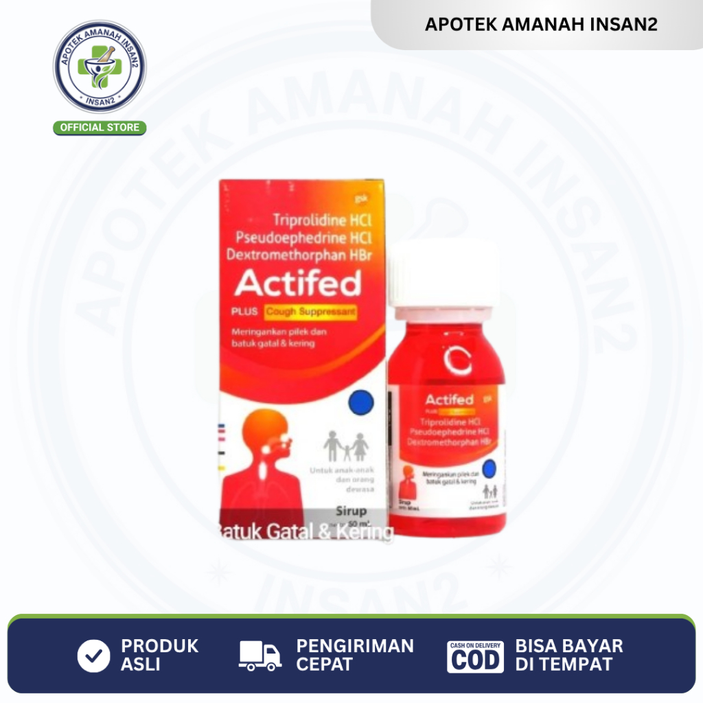 Actifed Plus Cough Merah Sirup Obat Pereda Batuk Kering