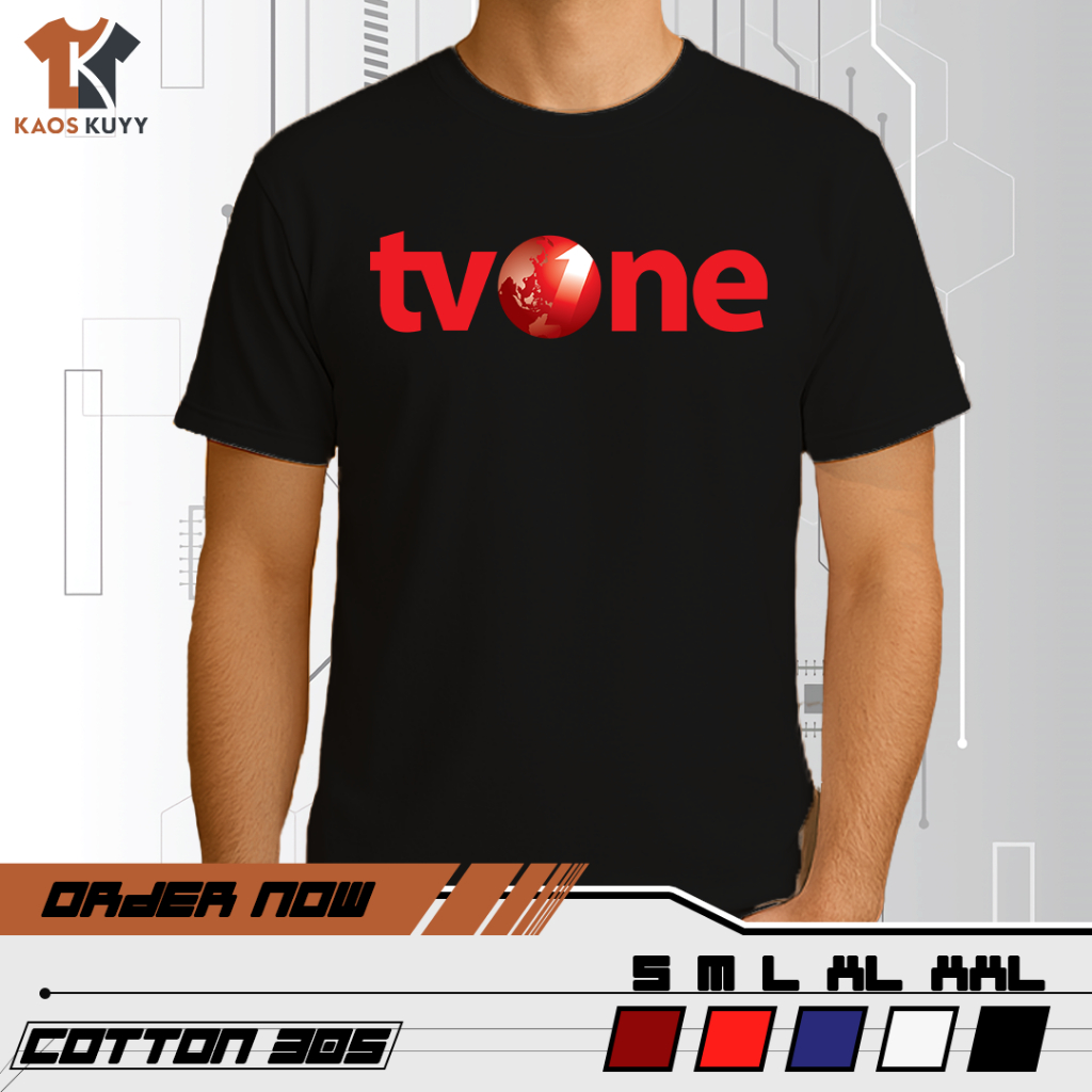 Kaos Baju Logo Perusahaan TVONE Crew Sablon DTF Cotton Combed 30s
