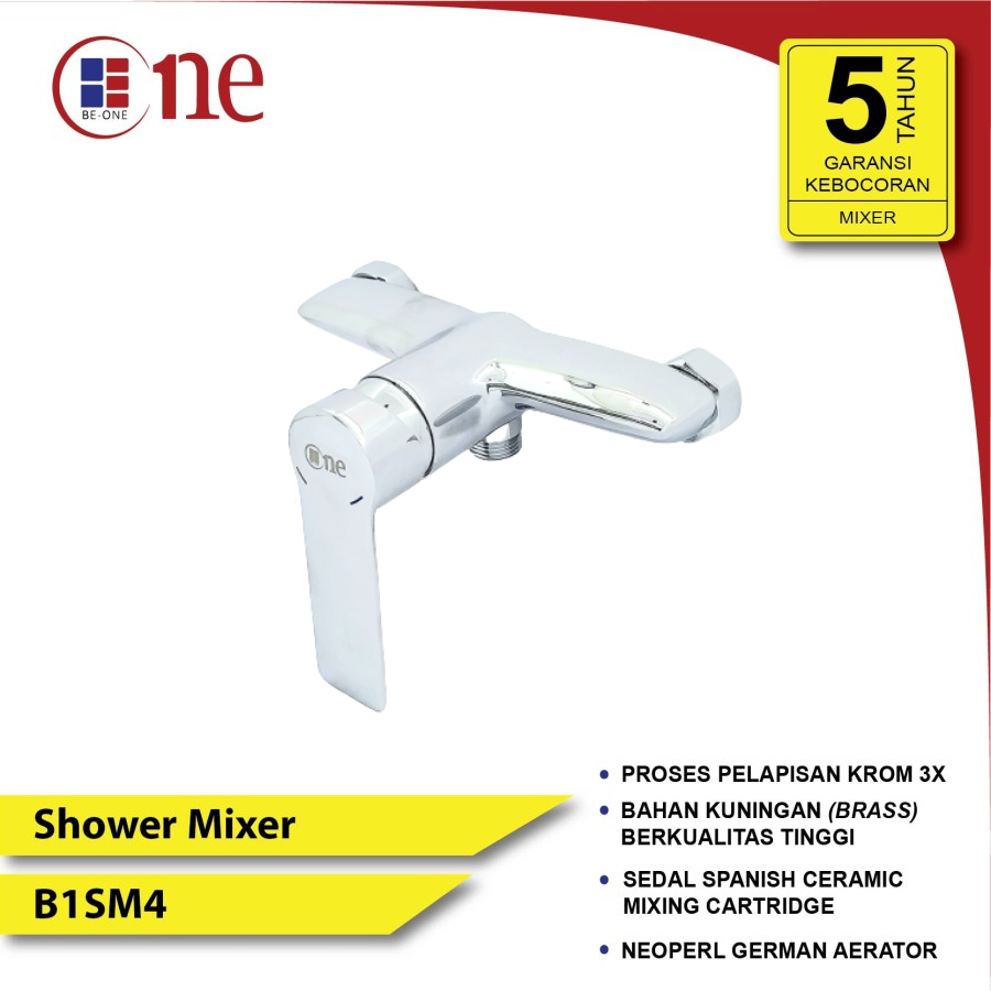 Keran shower mixer panas dingin kuningan berlapis krom BE-ONE B1SM4 kran air