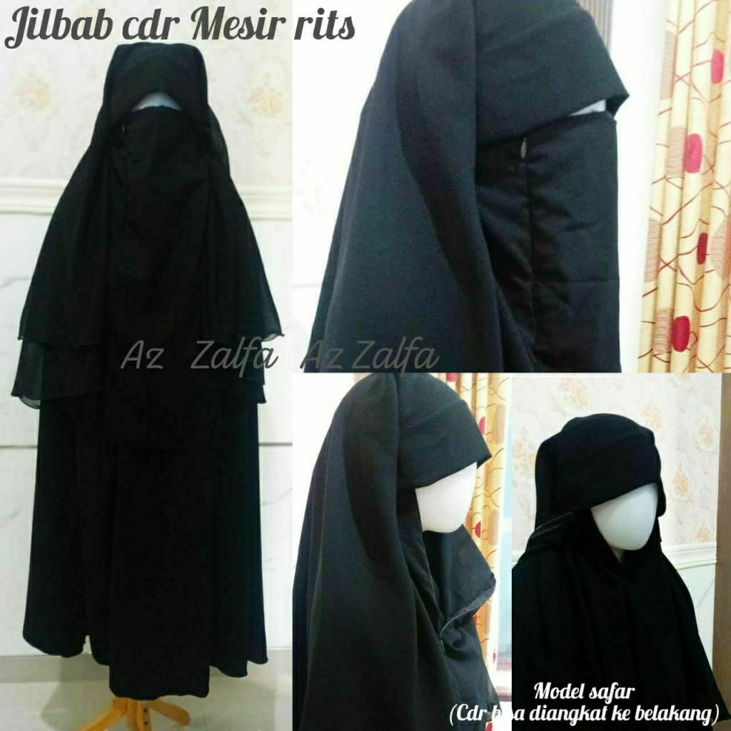 Jilbab cadar mesir non lipit / Safar Poni / Mesir Rits model jilbab safar (cadar bisa diangkat kebel