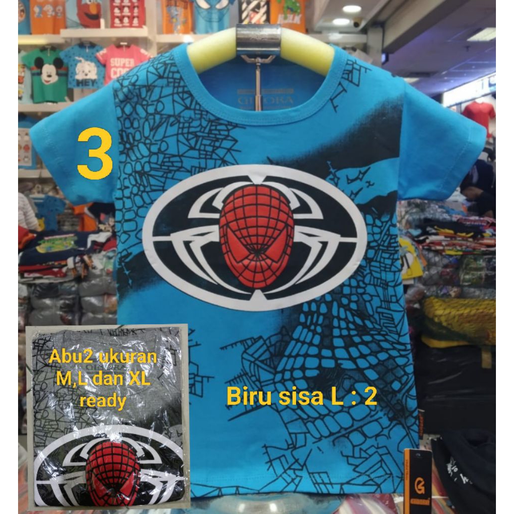 Kaos anak cowok Spiderman Ginora