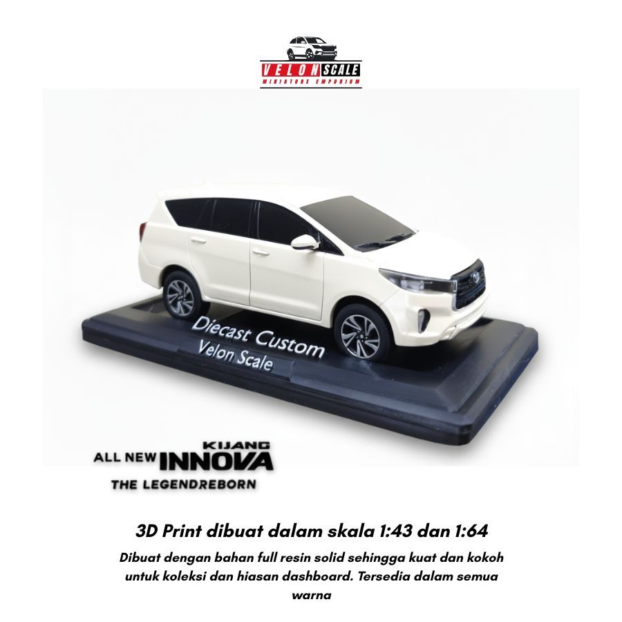Diecast Miniatur 3D Print Toyota Innova Reborn 2018 - 2022 Skala 1:43 Full Custom cat dan plat nomor