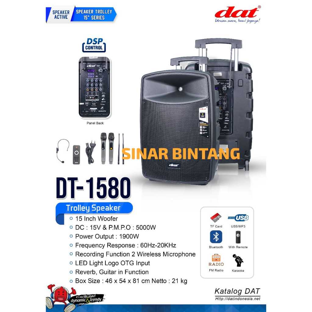SPEAKER PORTABLE 15 INCH DAT DT-1580 I DT 1580 I DAT DT1580 ORIGINAL DAT