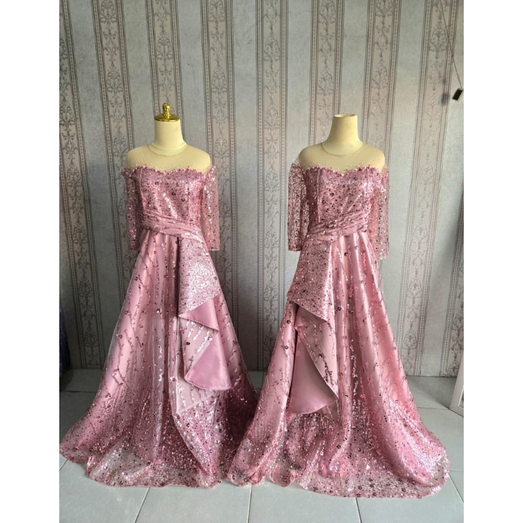 Gaun mama pengantin / Dress pesta tile sequin / baju bridesmaids