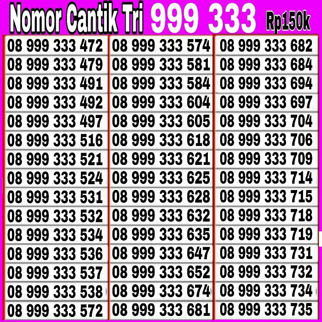 Nomor cantik Tri 11 digit