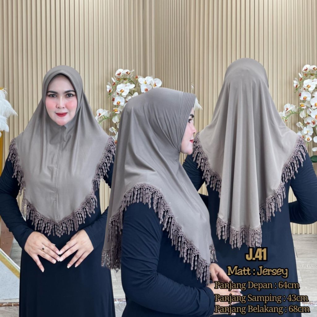 AJE ZAS - J.41 Hijab Daily Hijab Instan Ped Busa Bahan Jersey