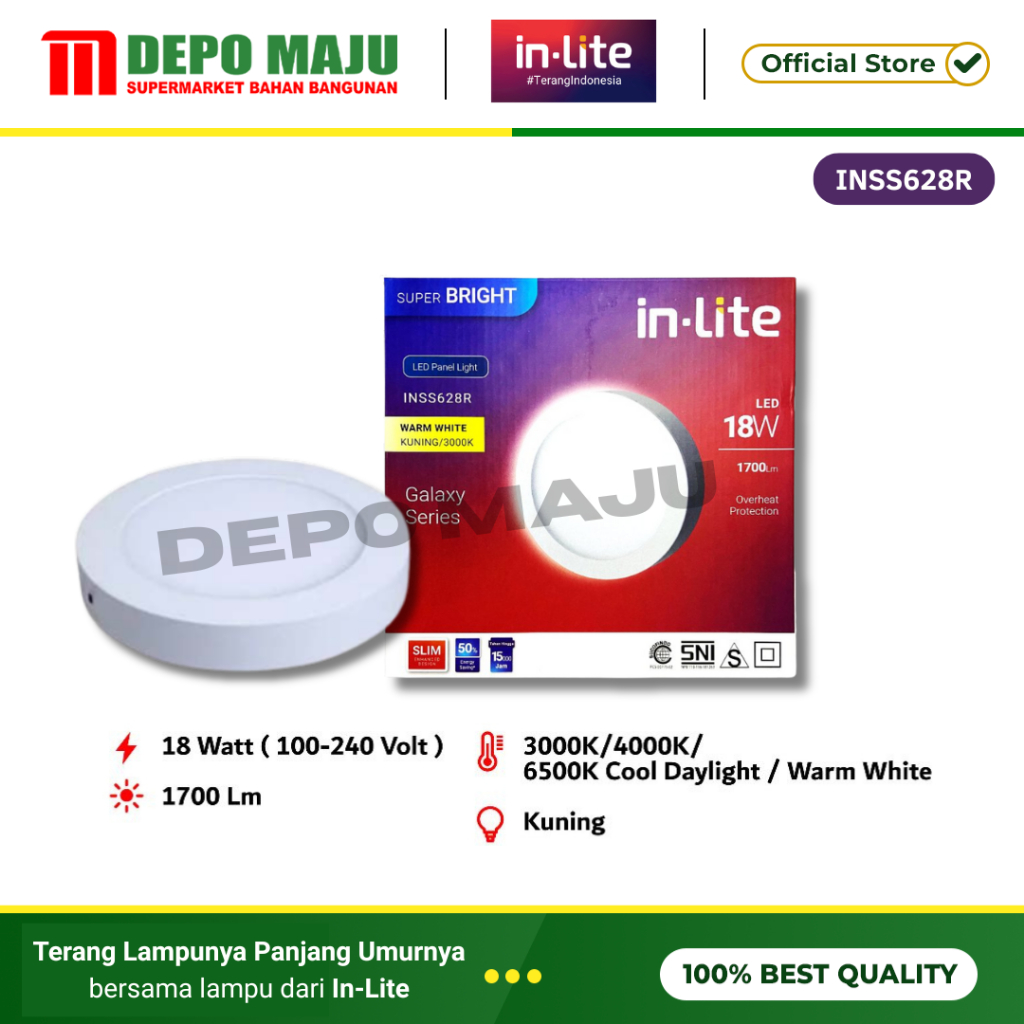 LAMPU LED PANEL OUTBOW BULAT | INLITE INSS628R - LAMPU LED PANEL OUTBOW KOTAK | INLITE INSS628S