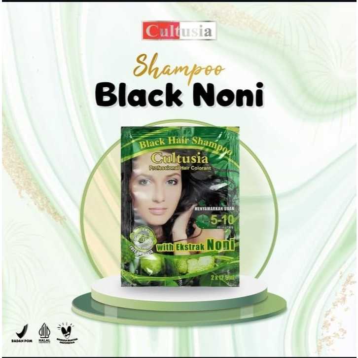 CULTUSIA HAIR COLOUR SHAMPOO EKSTRAK NONI - BLACK & DARK BROWN