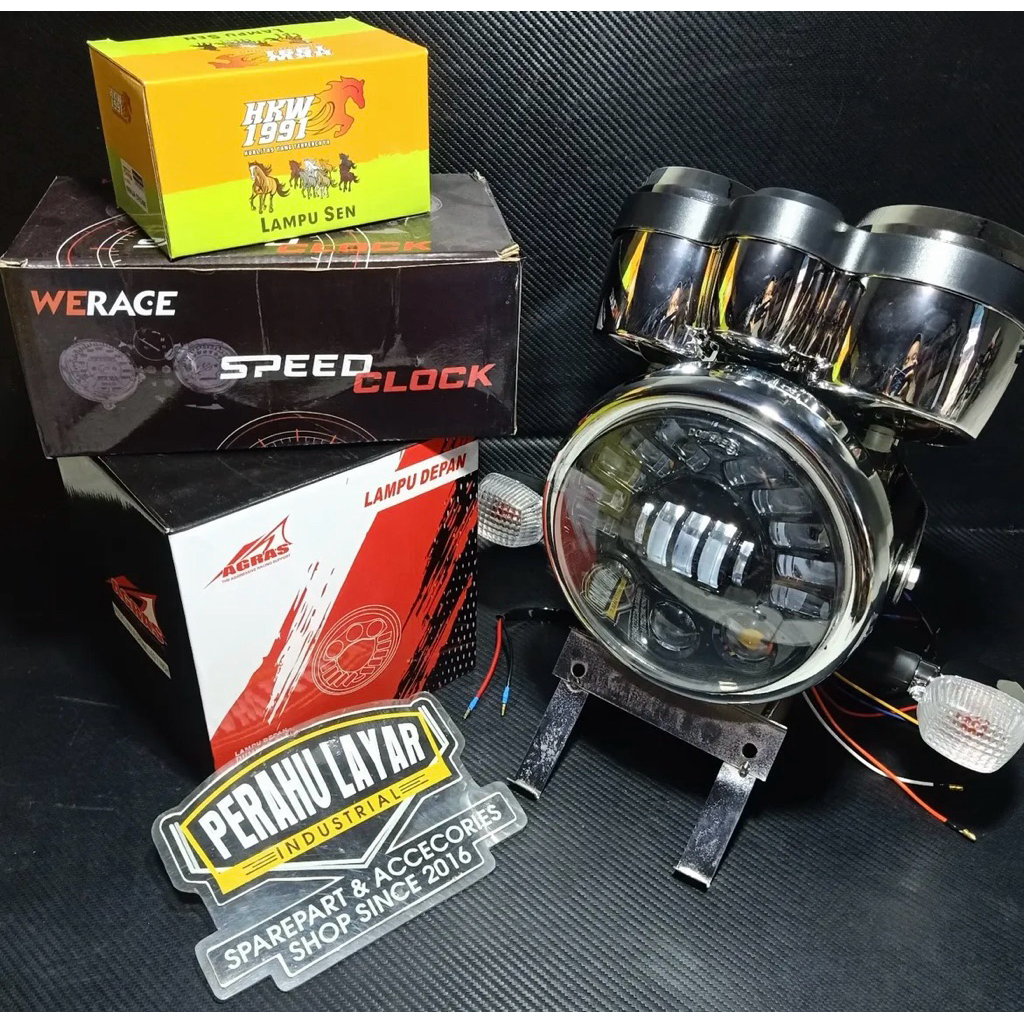 paket lampu depan ninja set daymaker pnp shock ninja/mp tiger kupingan tralis ninja headlamp ninja k