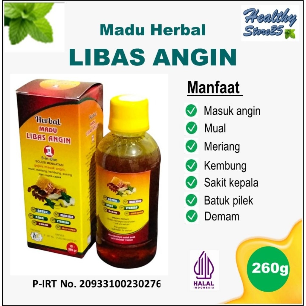 Madu herbal masuk angin Madu Libas Angin 260 gram, mual, muntah, sakit kepala