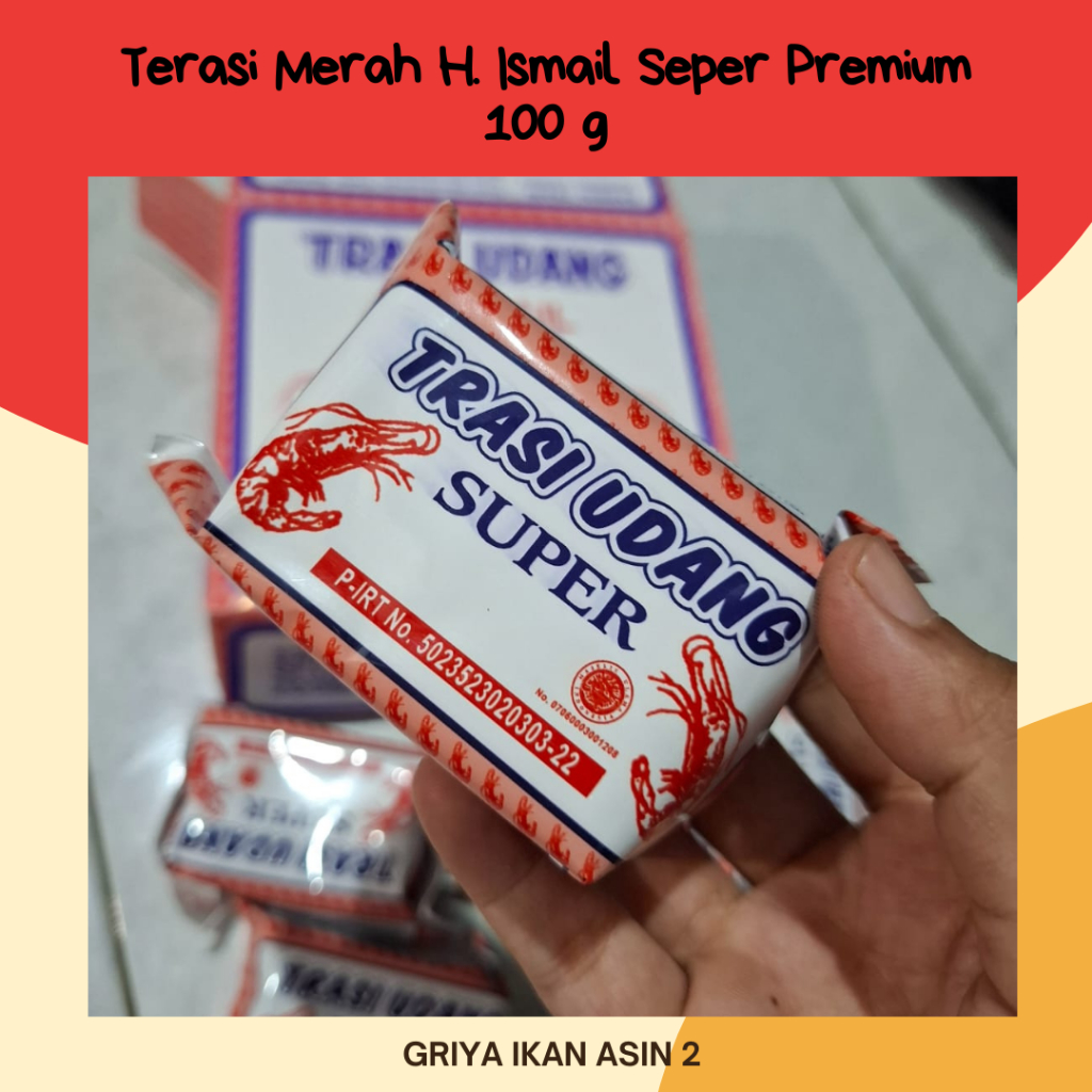 Trasi Udang Super Merah Ready Stok/Terasi udang merah H. Ismail 100g/ terasi enak murah 100g