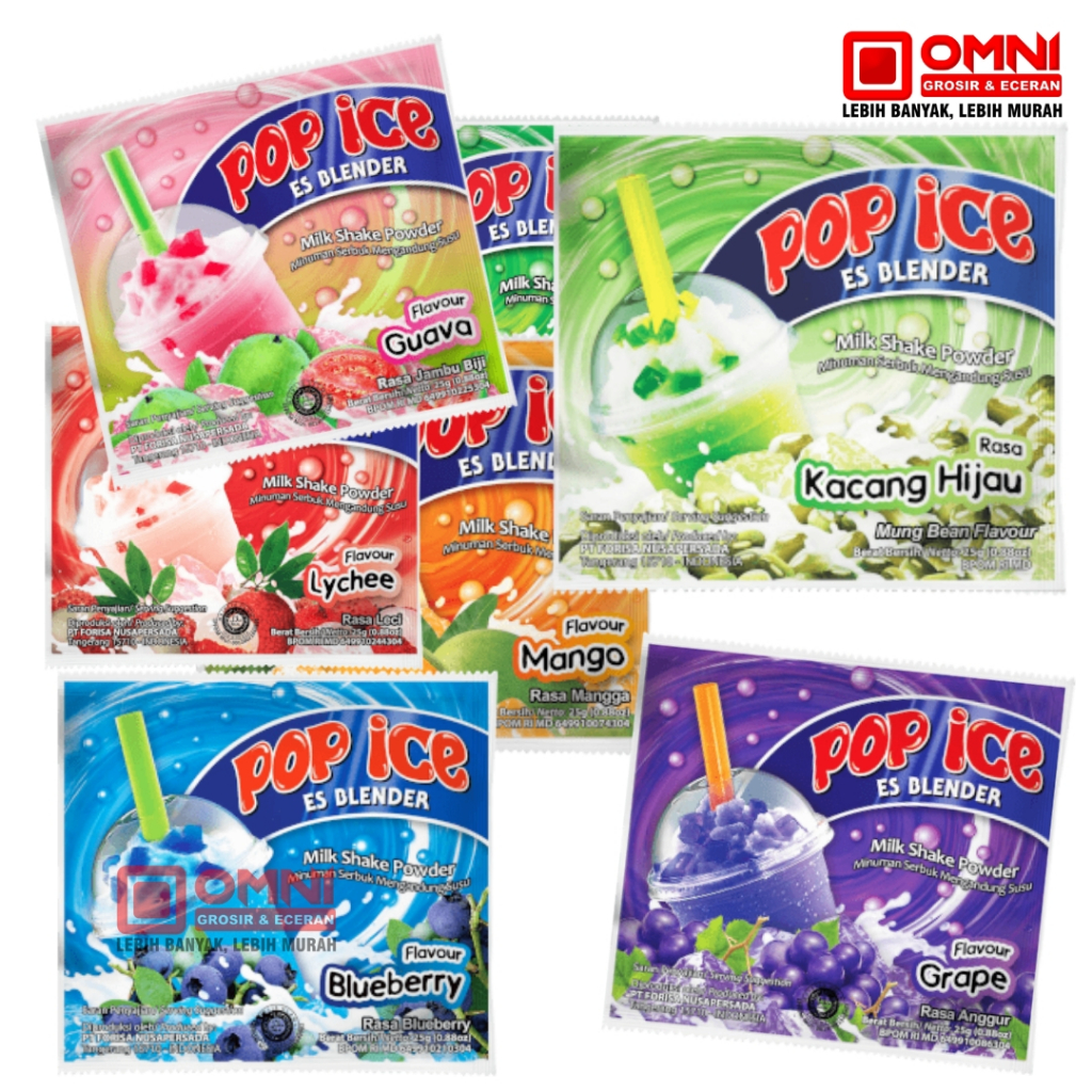 POP ICE Fruit 1 Renceng isi 10 Rasa Avocado Blueberry Anggur Jambu Biji Kacang Hijau Lychee Mangga M