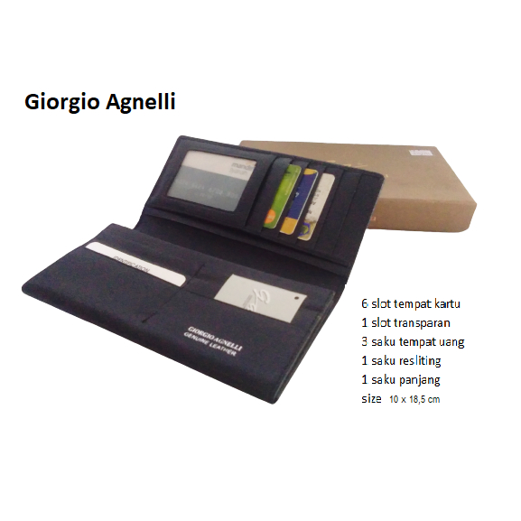 Dompet panjang giorgio agnelli genuine leather warna hitam
