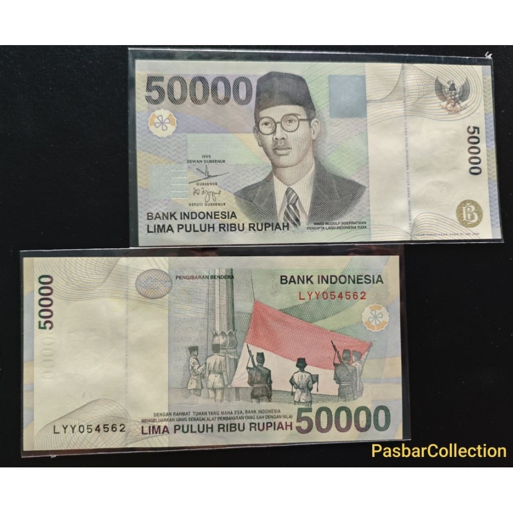 Uang Kuno 50.0000 Rupiah WR. Soepratman Tahun 1999