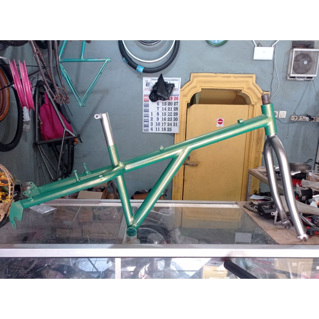 Frame set sepeda elevated steel disk brake vbrake gravel commuter