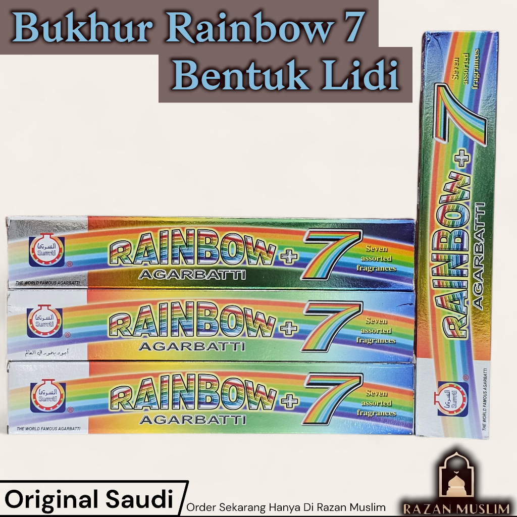 Dupa Bukhur Lidi KSA Surrati Rainbow 7 – Aroma Premium Asli Arab Saudi Isi 42 Stick