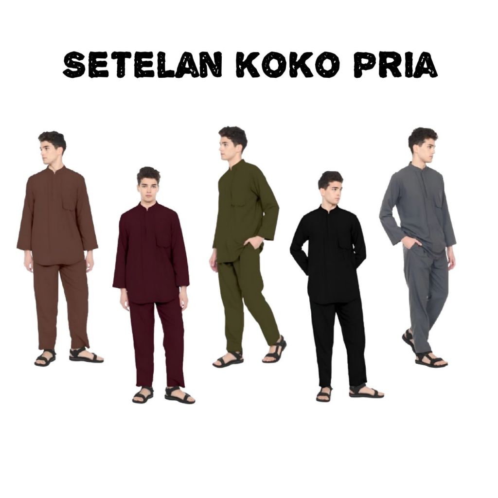 Stelan Koko Kurta Pakistan UMAR - Gamis Pria ALGHANI - Setelan Koko Pria Lengan Panjang - Baju Musli