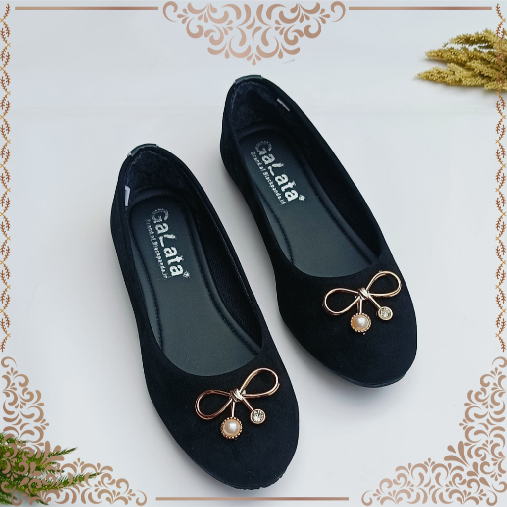 Black Panda Vika Black - Sepatu Black Panda Original - Flat Shoes Wanita