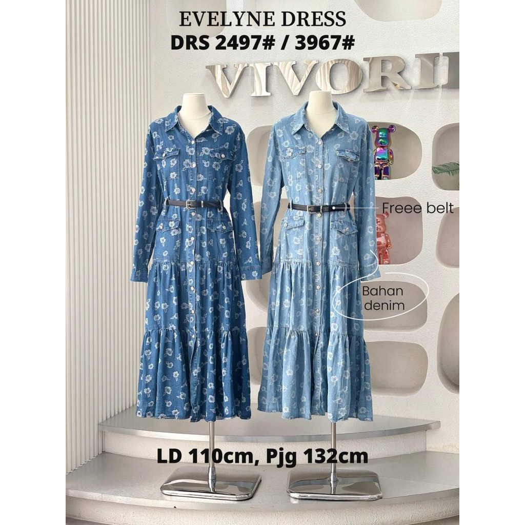 evelyne dress, dress vivorie, gamis import, dress premium, gamis bangkok, dress mewah