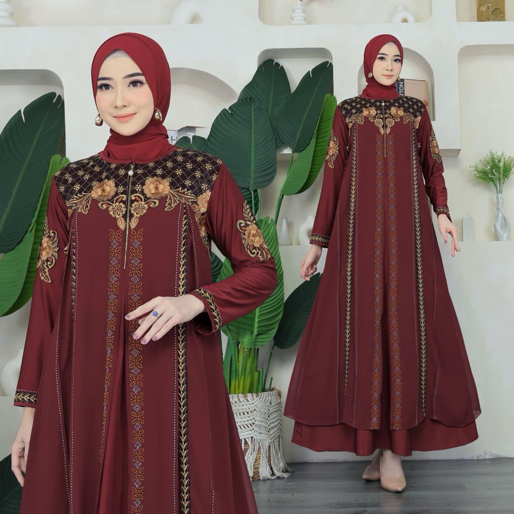 ABAYA LAYLA GAMIS ABAYA TURKI ELLISA JERSEY BORDIR DAN PAYET MEWAH KEKINIAN DAN ELEGAN