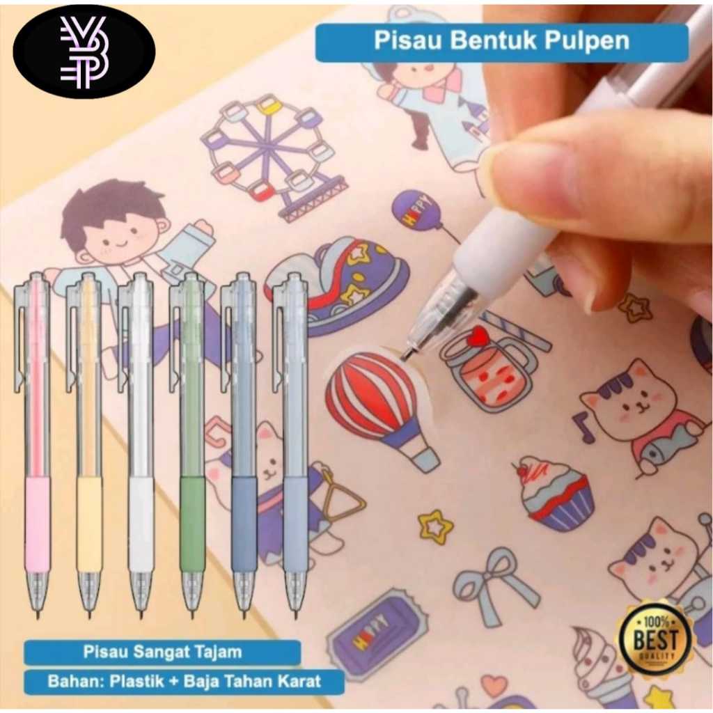 Cutter Mini Bentuk Pena Lucu Pulpen Ukir Pemotong Kertas Cutter Stiker Pulpen Pisau Pencil Pisau Uki